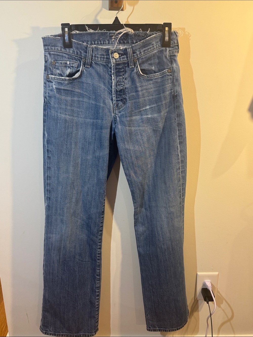 7 For All Mankind Men's Light Blue Straight Jeans